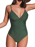 One Piece V Neck Swimsuit with Tummy Control - Flattering Fit CUPSHE