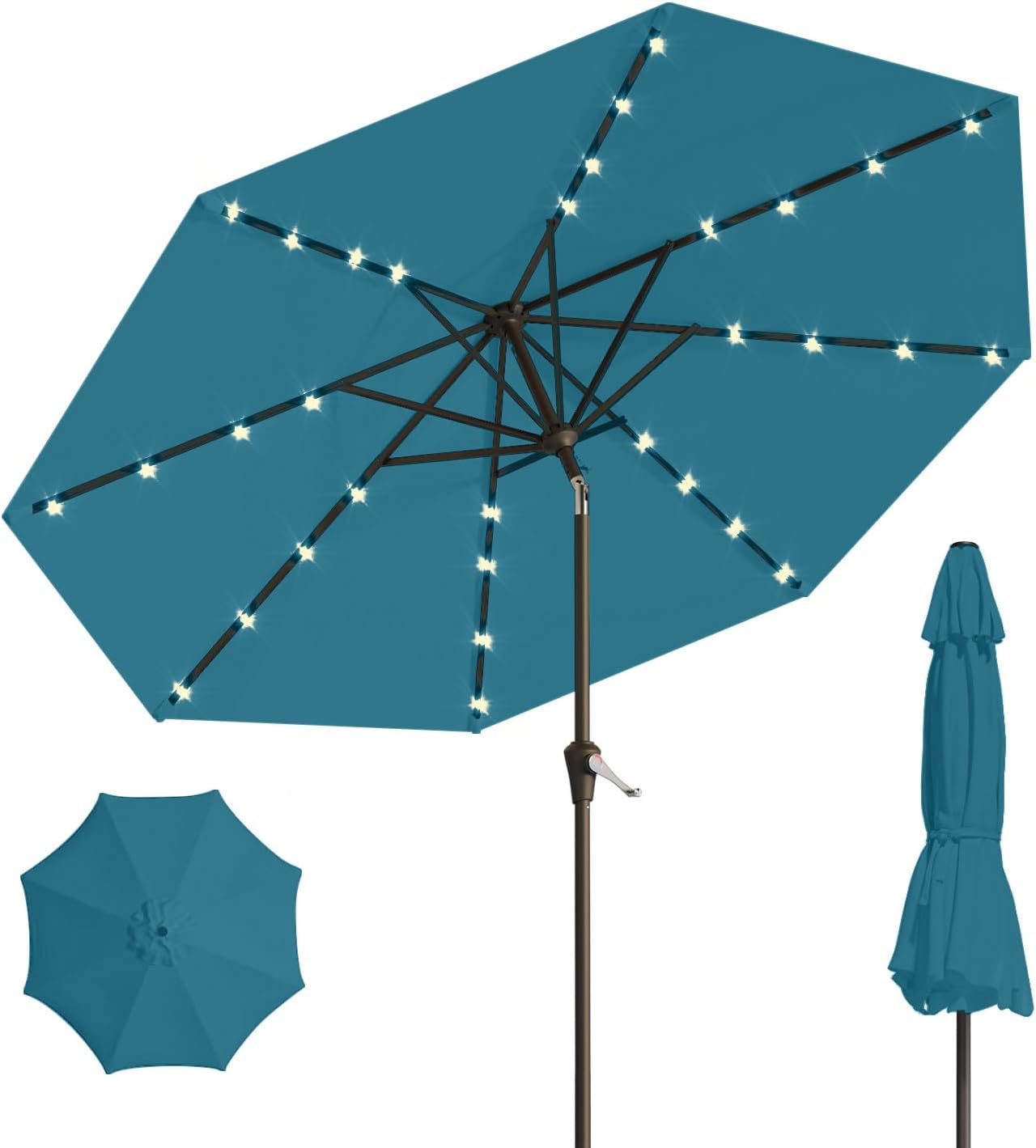 10FT Solar Umbrella with 32 LED Lights for Outdoor Spaces