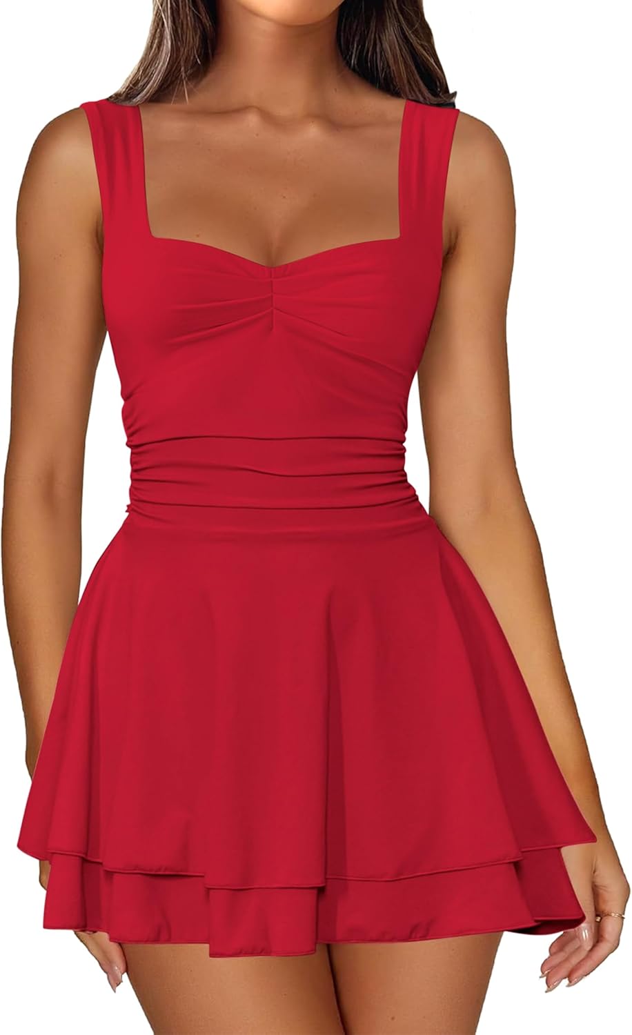 IWD Women's Square Neck Sleeveless Mini Dress for Summer Fun