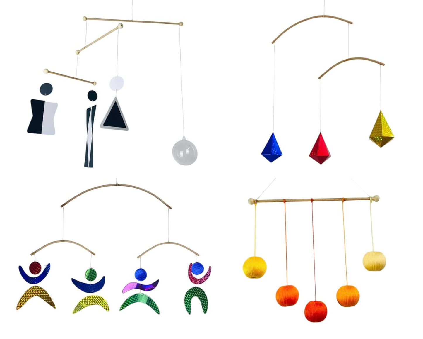 Set of 4 Portable Montessori Mobiles for Baby Boys and Girls