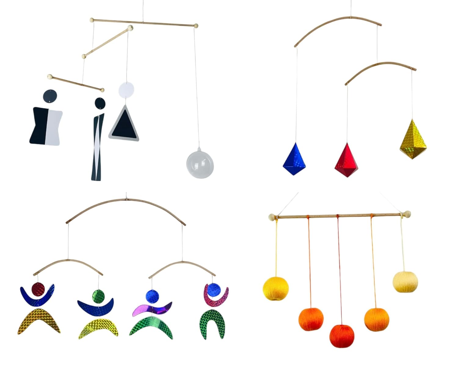 Set of 4 Portable Montessori Mobiles for Baby Boys and Girls