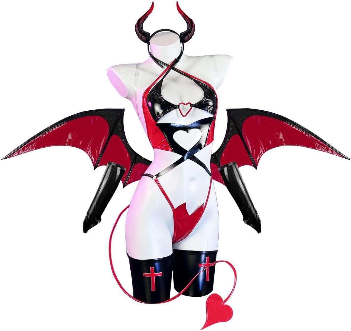 KORURACLUB Succubus Costume Premium PU Cosplay Lingerie Set