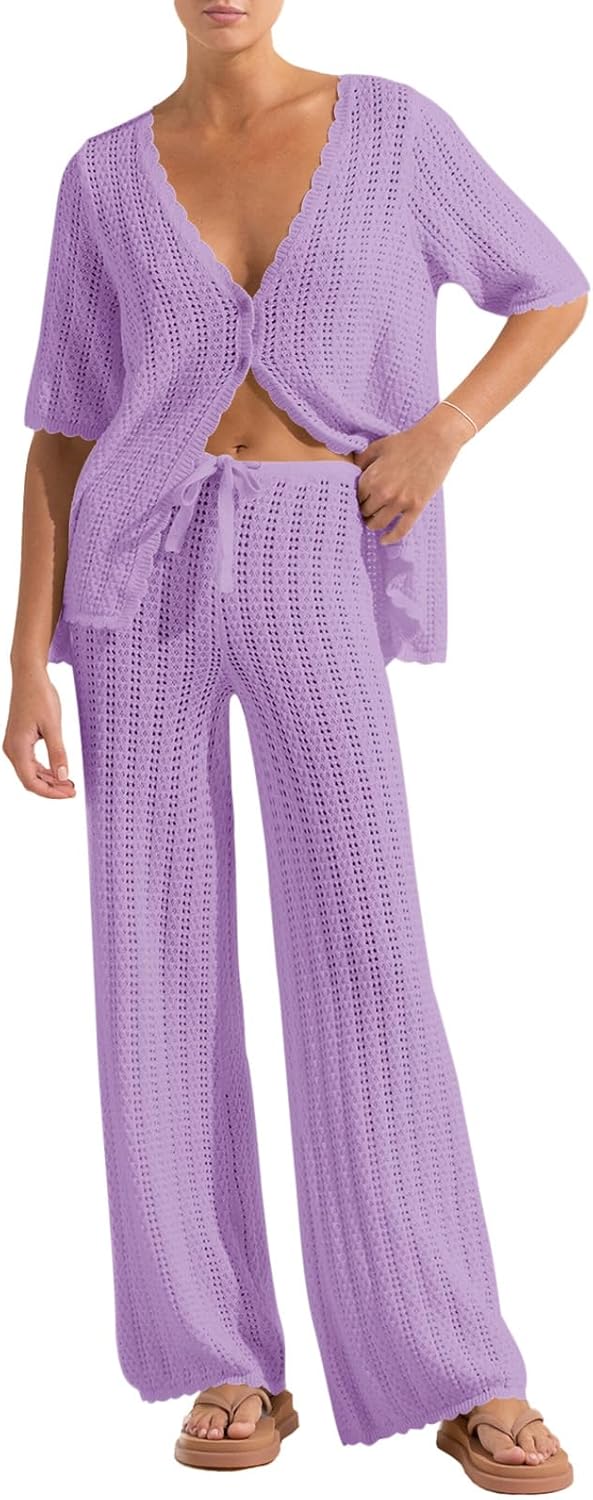 Imily Bela Women's Summer Crochet Swimsuit Cover-Up Set