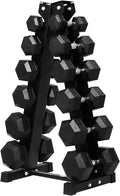 RITFIT Rubber Hex Dumbbells Set with Rack - Home Gym Ready