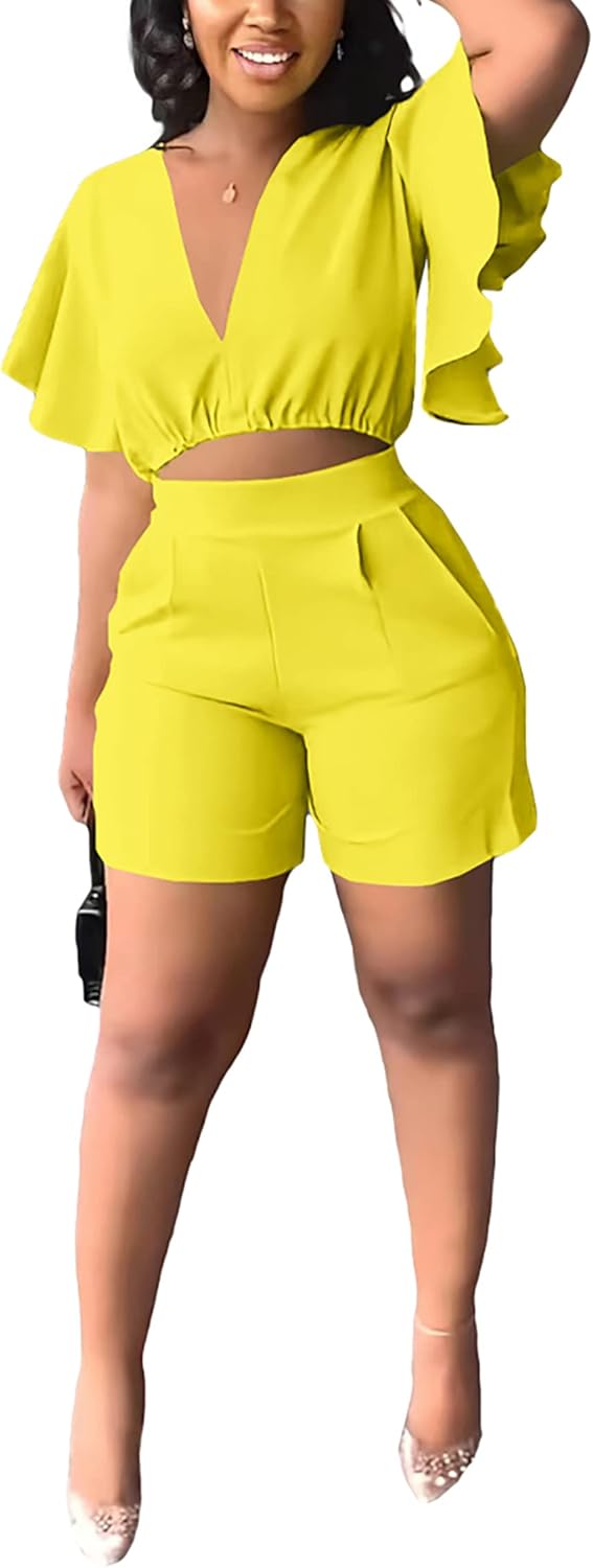 Fooullaide Womens Summer 2 Piece Outfit Set for Beach Vacations