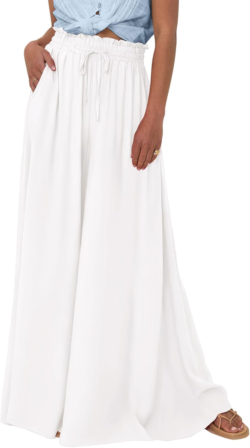 BTFBM Women Casual High Waist Wide Leg Pants for Summer Style