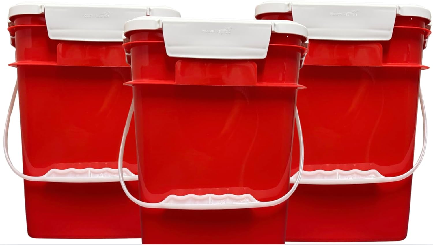 4 Gallon Square Food Grade Bucket Pail with Lid Pack of 3