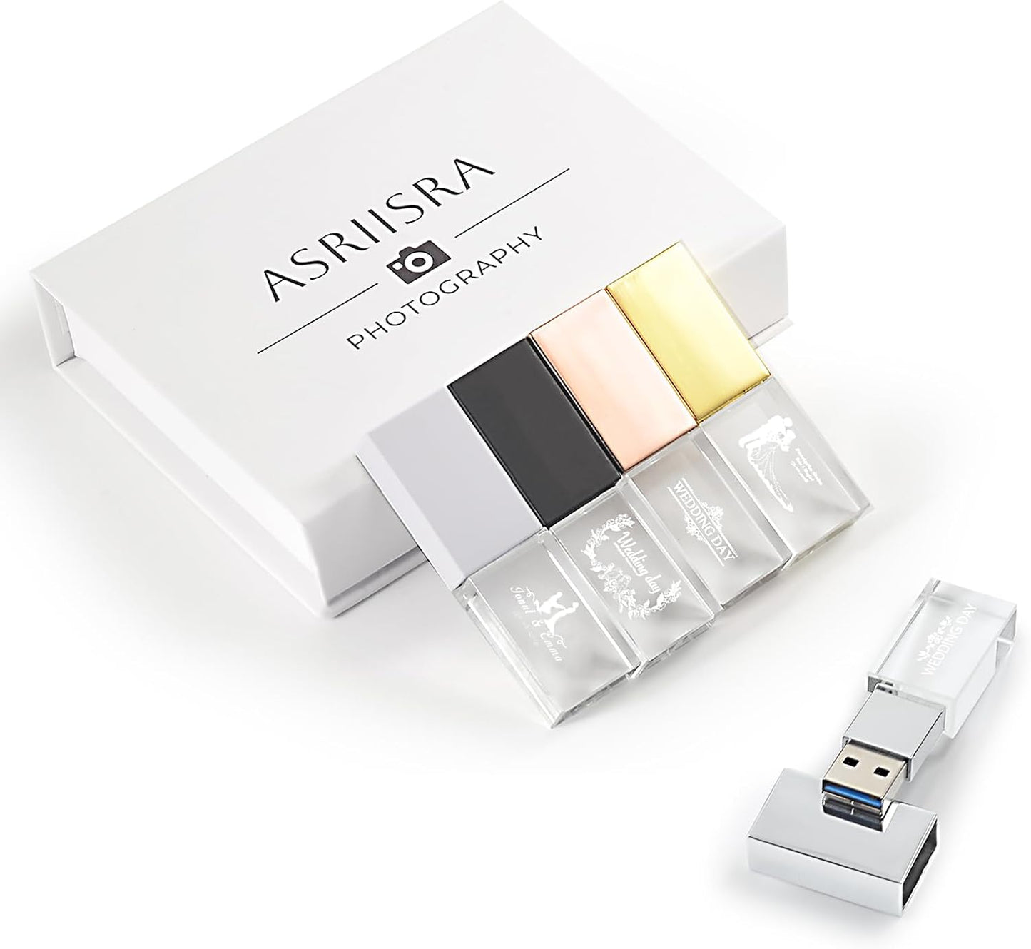 Custom Wedding Crystal USB Flash Drive with LED Light 64GB