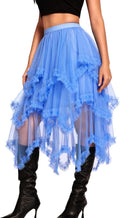 Kaei&Shi Women's Asymmetrical Ruffle Long Tulle Skirt for Elegance