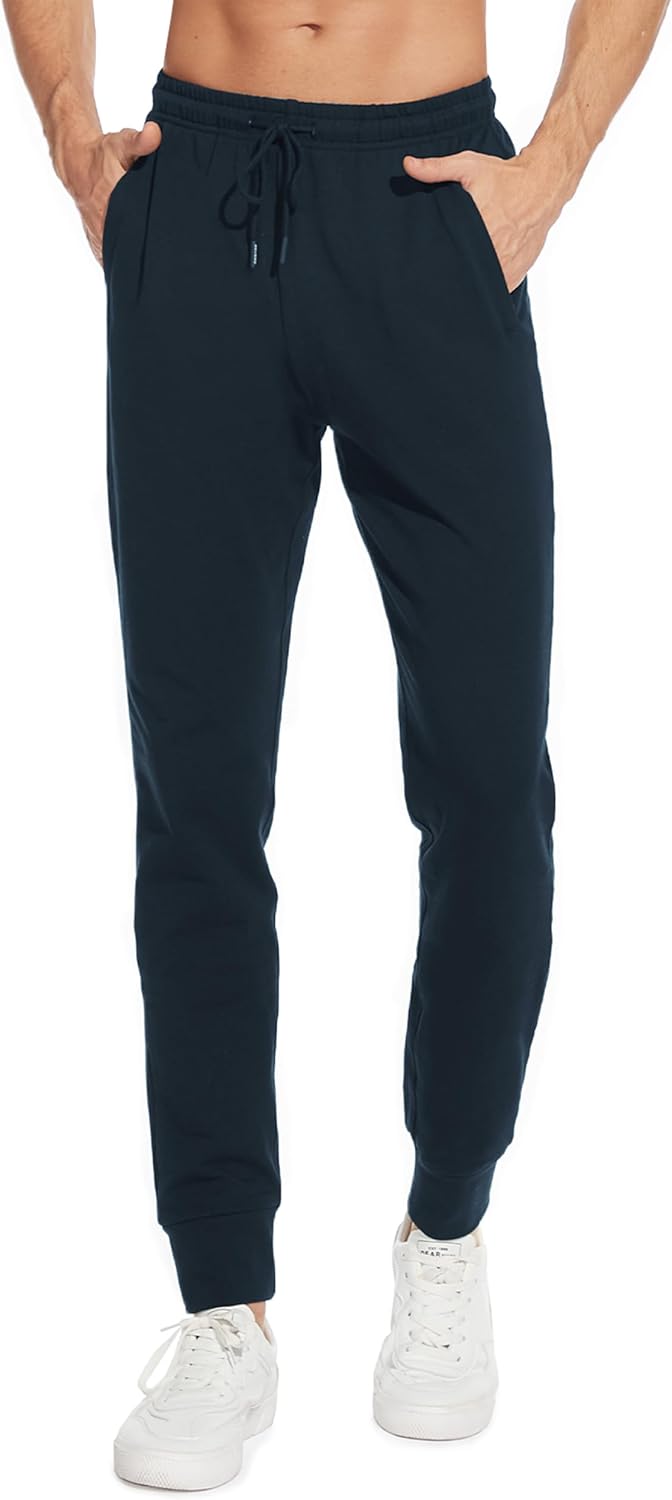 SEVEGO Men's Tall Inseam Lightweight Cotton Joggers for Comfort
