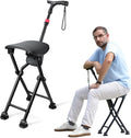 Folding Cane with Seat - Stable 4-Legged Portable Rest