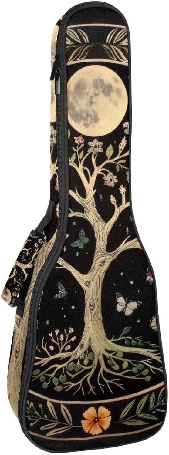 23 Inch Concert Ukulele Case Backpack with Moon Phase Design