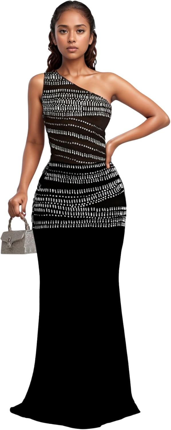 Nagfar Women Rhinestone Sequin Dress for Party and Night Out