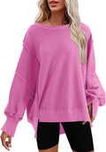Nirovien Oversized Crewneck Sweatshirt Side Slit Long (Style KSYM)