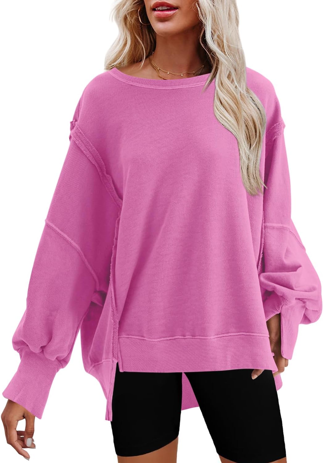 Nirovien Womens Oversized Crewneck Sweatshirt for Fall Fashion