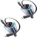 4 in 1 Car Charger Retractable iPhone Fast USB C Charger - Dual Cables