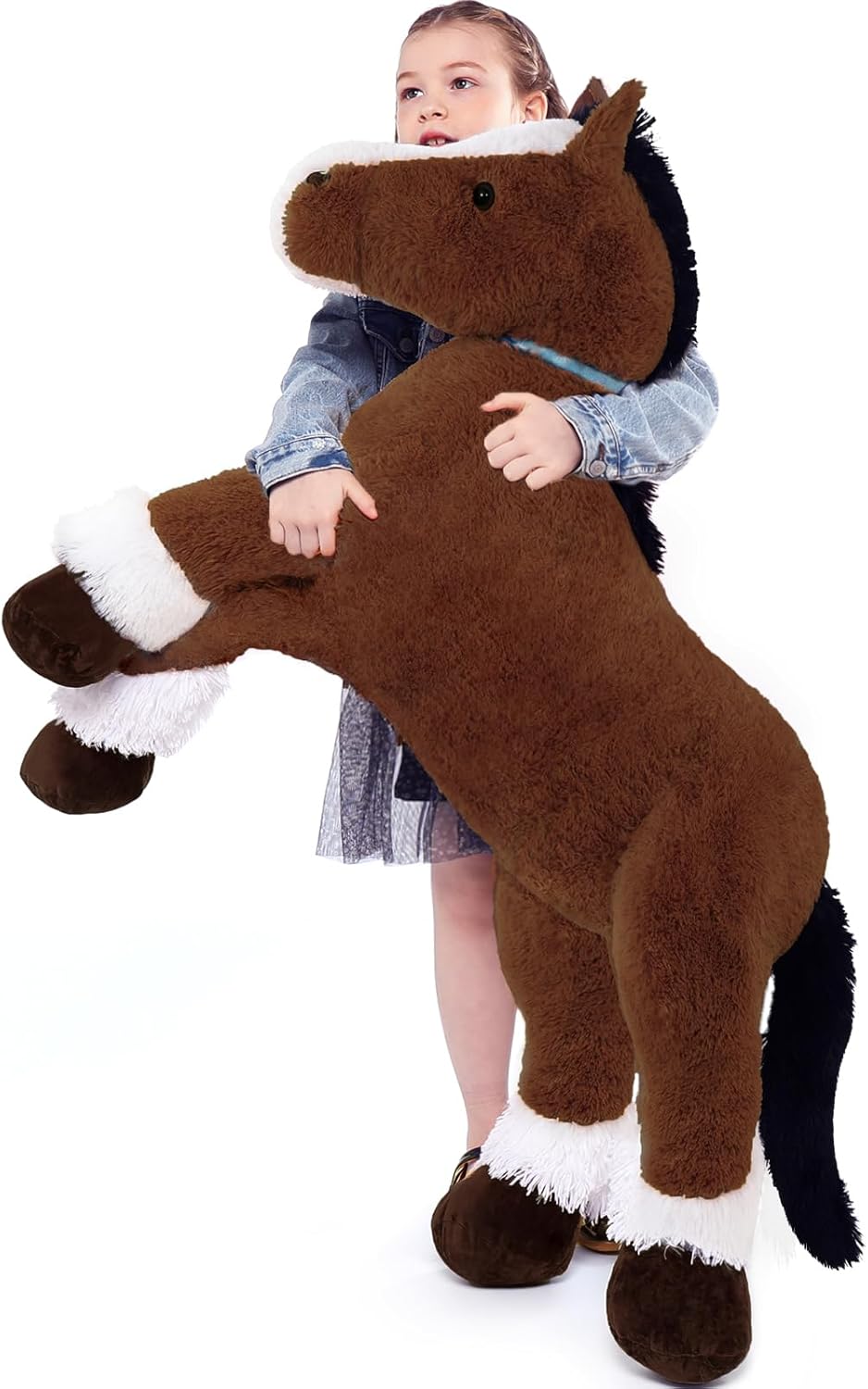 Tezituor 4ft Realistic Horse Stuffed Animal for Kids and Adults