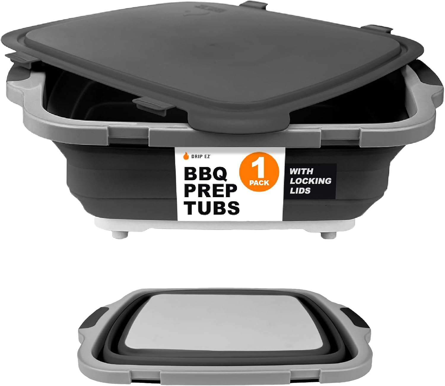 Drip EZ Collapsible BBQ Prep Tub for Meal Prep and Storage