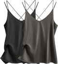 Ekouaer Silk Satin Camisole Tank Top - Smooth V Neck Cami