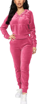 Velour Tracksuit Set Womens Full Zip Hoodie and Jogger (Style VRB7)