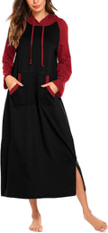 Ekouaer Hooded Nightgown for Women - Warm Full-Length Loungewear
