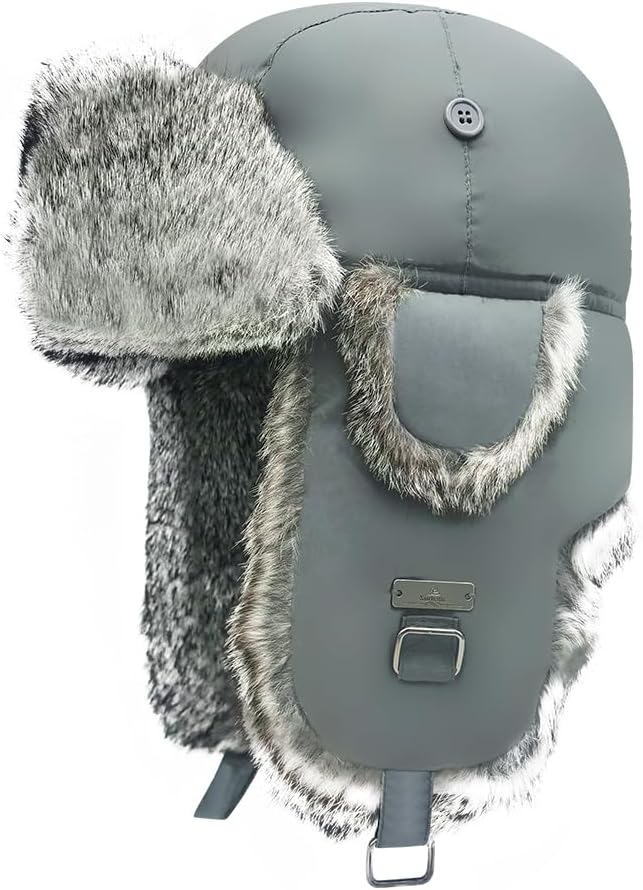 Winter Trapper Hat - Warm 100% Rabbit Fur Aviator Hat