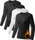 Women's Thermal Compression Shirts 4 Pack - Fleece Lined Athletic Tops