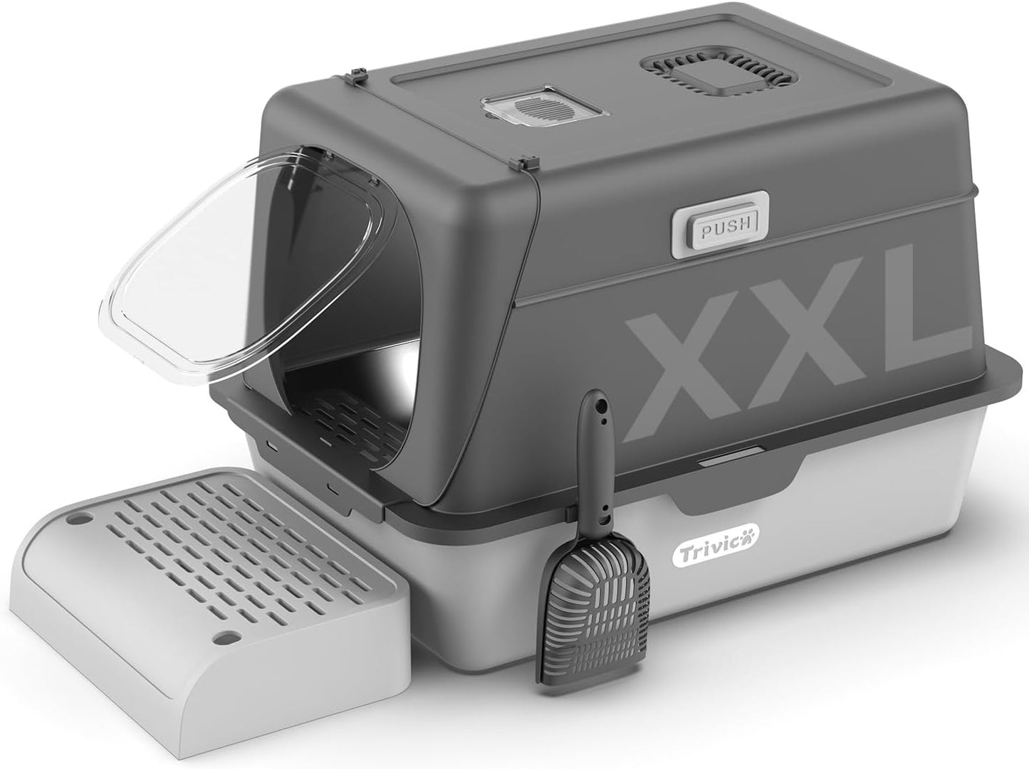 XX-Large Stainless Steel Cat Litter Box with Lid for Big Cats