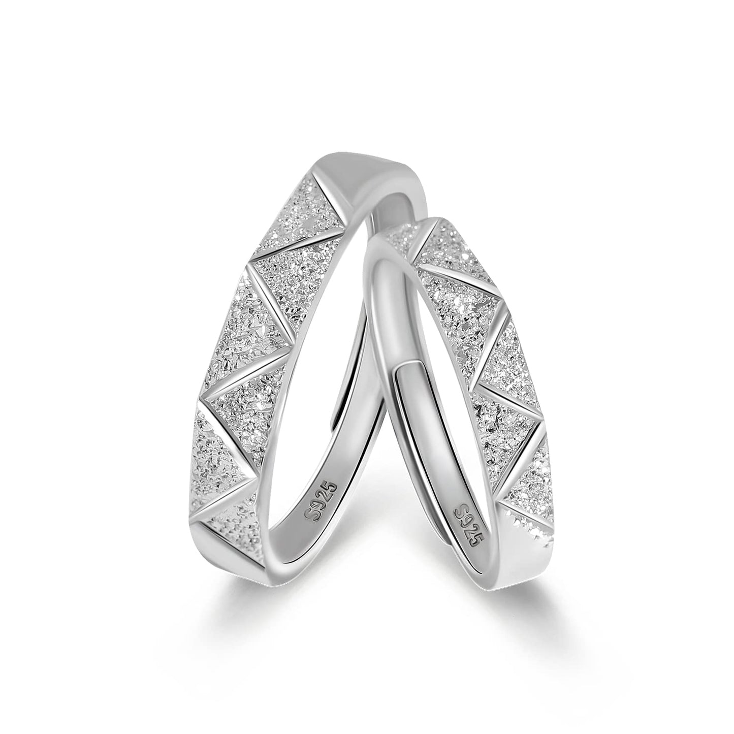 Personalized Adjustable Sterling Silver Couple Ring Set for Love