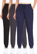 3 Pack Joggers for Women - Lightweight Sweatpants with Pockets