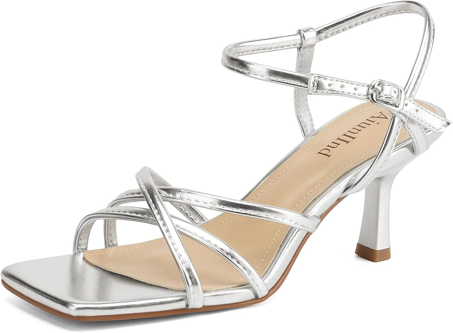 Women's Sandals Square Open Toe Kitten Heels for Comfy Wear