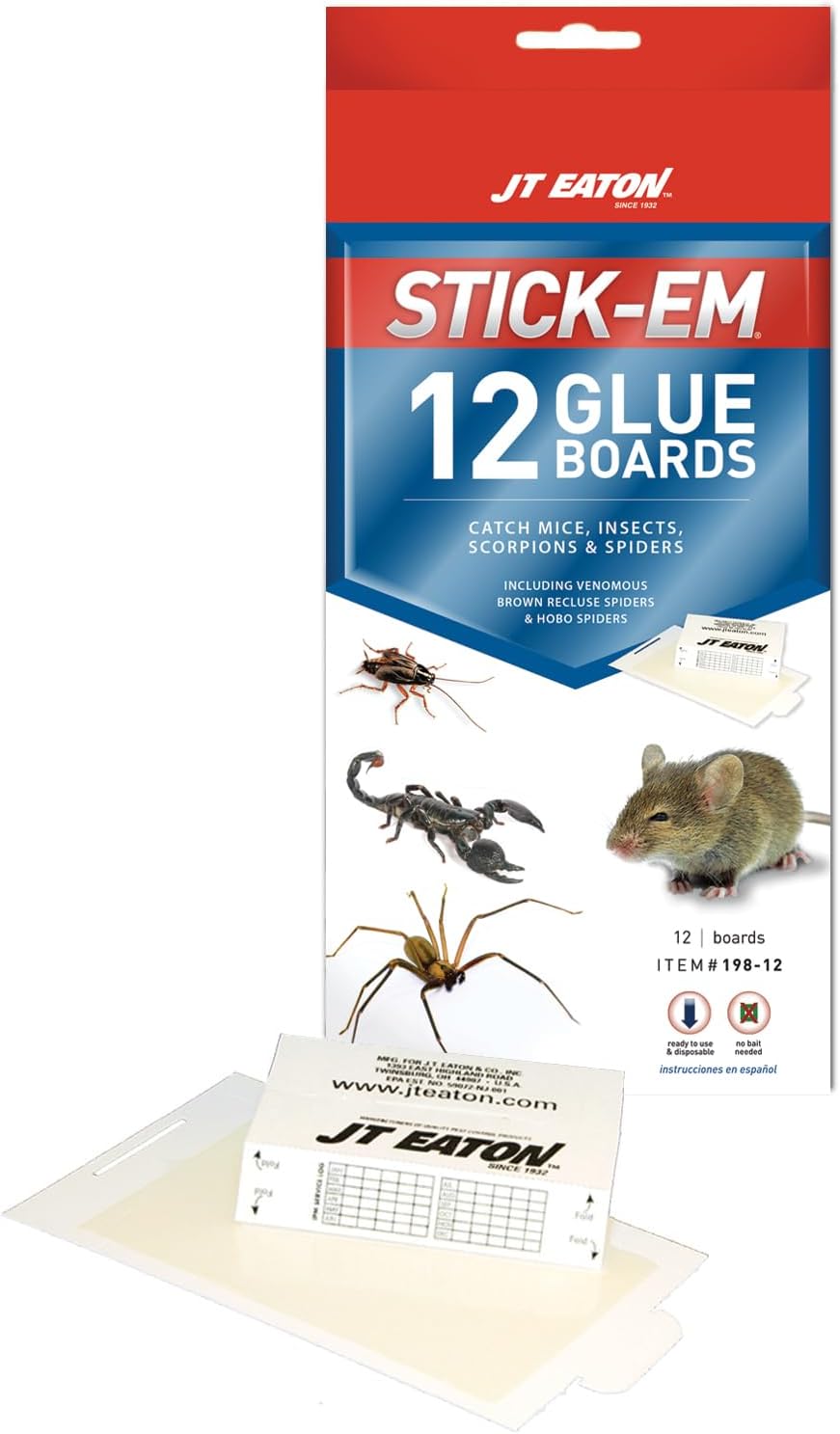 JT Eaton Stick-Em Mouse & Insect Glue Trap - 12 Pack