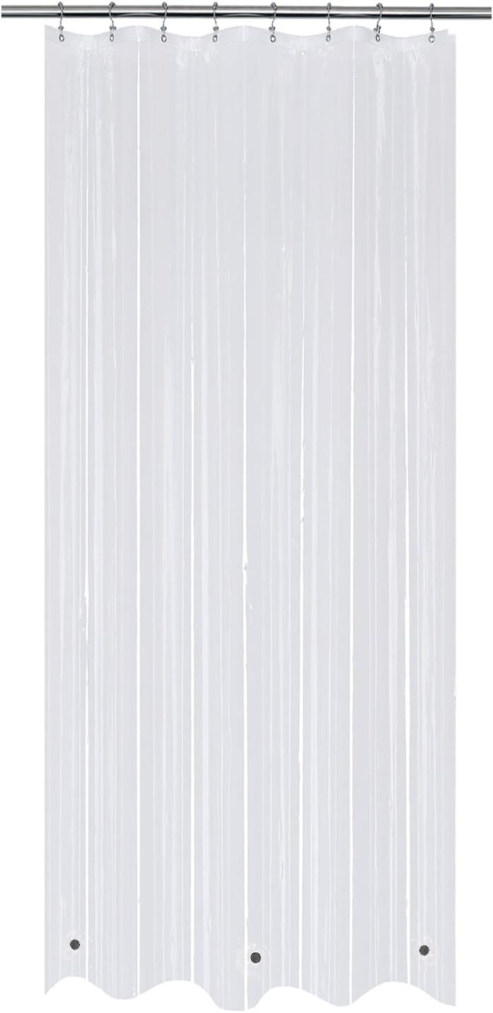Mrs Awesome Clear PEVA 8G Shower Curtain: Waterproof & Heavy Duty 48x78