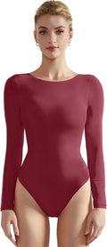 SUUKSESS Women Crew Neck Long Sleeve Bodysuit - Soft Thong Bodysuit