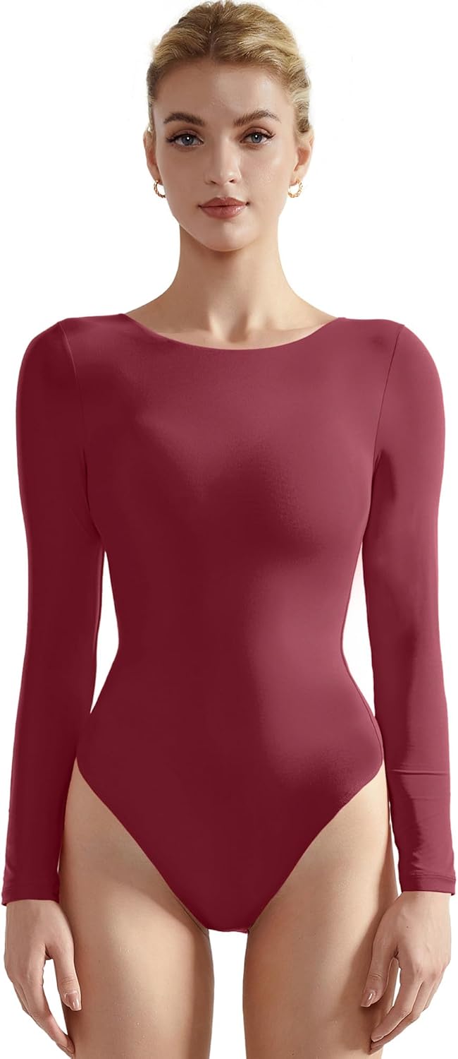SUUKSESS Women Crew Neck Long Sleeve Bodysuit for Every Occasion