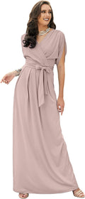 Plus Size Maxi Dress KOH KOH Formal Short Sleeve V-Neck Gown