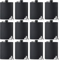 Hip Flasks for Liquor 12 Pack 8 Oz Matte Black Stainless Steel - Great