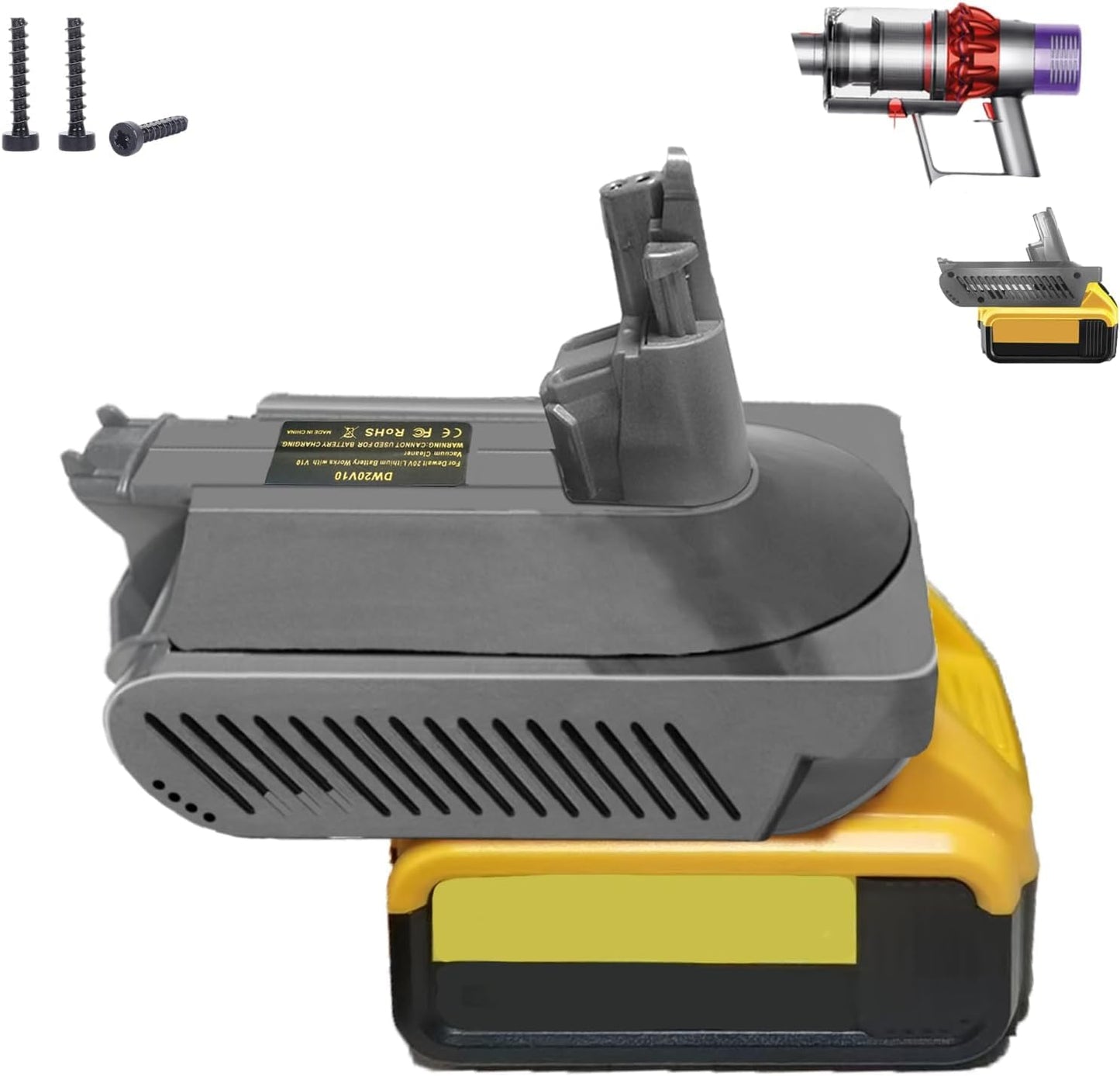 Dyson V10 Compatibility - Dewalt Battery Adapter