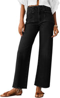 KUNMI Jeans for Women Wide Leg High Waist - Comfortable Stretchy Denim
