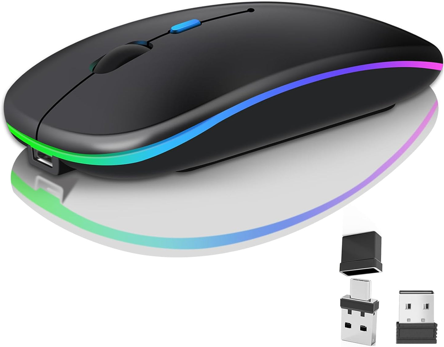 Rechargeable Bluetooth Mouse - Dual Receivers, Quiet Click