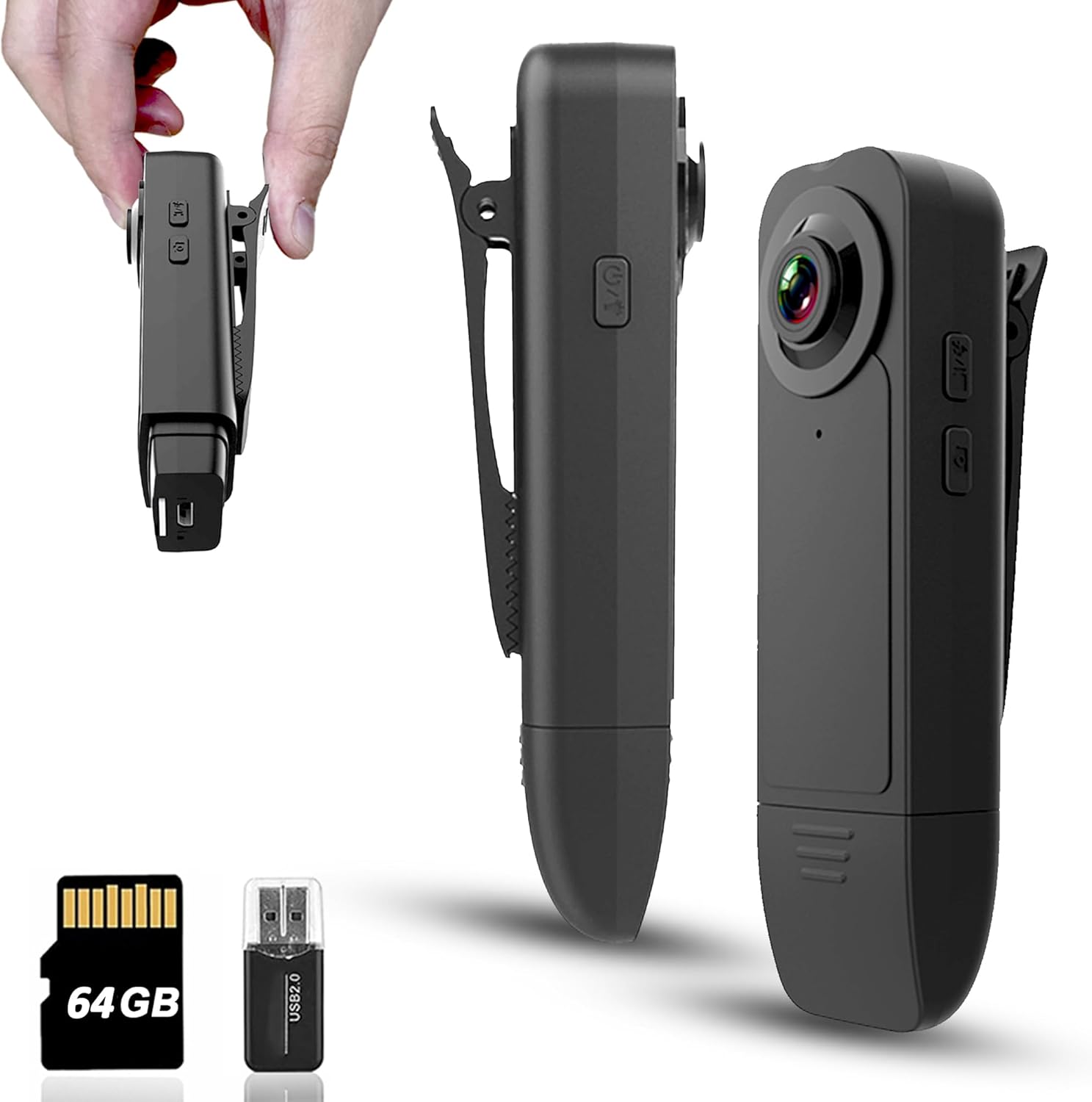 Mini HD Bodycam: Night Vision, 1080P Recording, 64GB, 5HR Battery