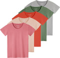Women's Dry Fit Tech Stretch Short-Sleeve Crew Neck T-Shirt 5 Pack
