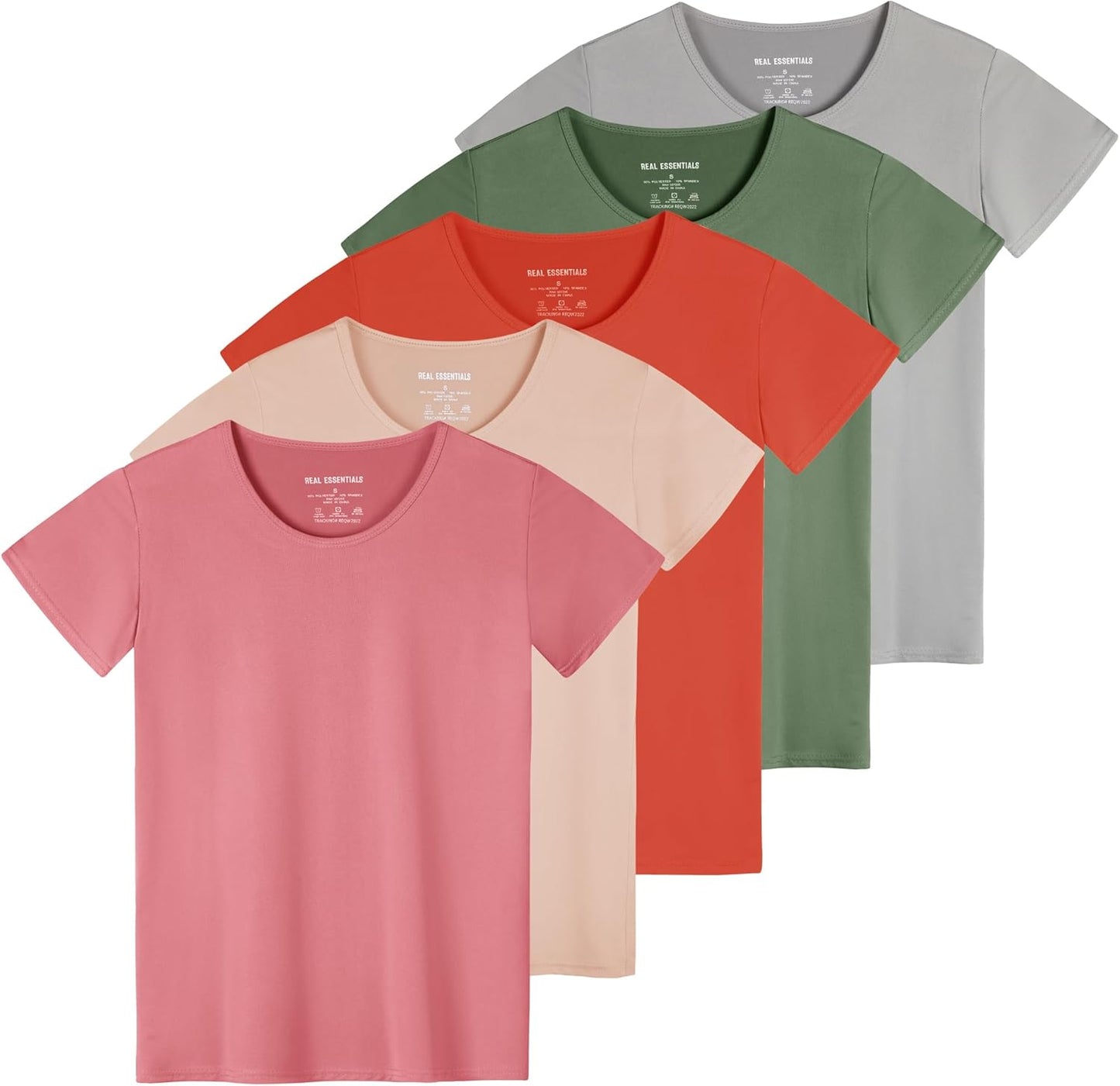 Real Essentials Women's Dry Fit Tech Stretch Athletic T-Shirt