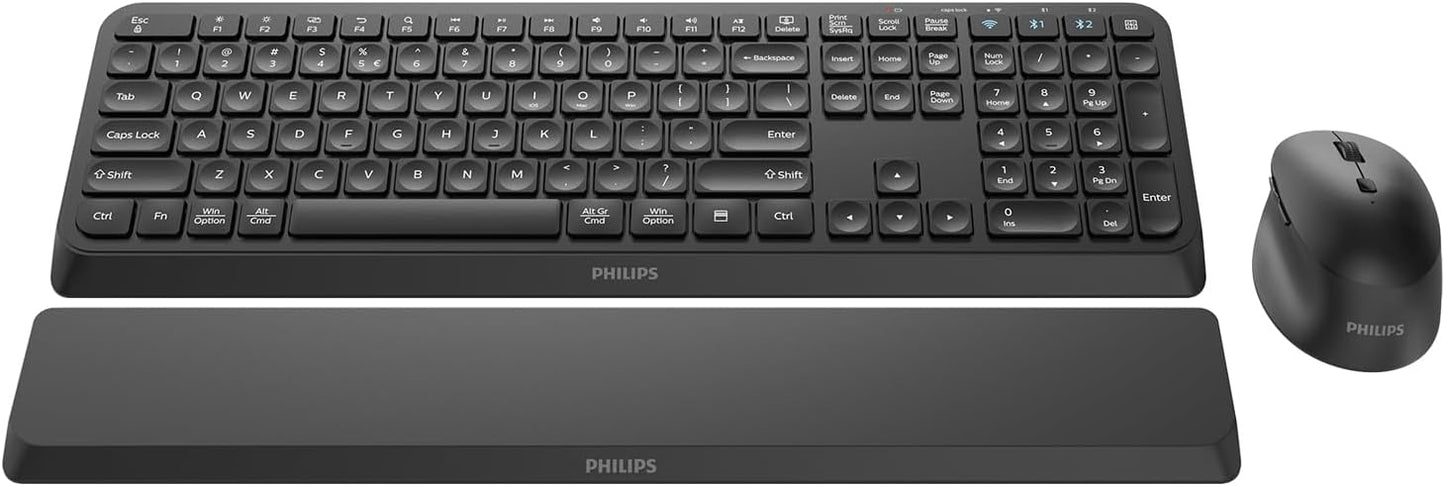 PHILIPS Bluetooth Keyboard and Mouse Combo for Ergonomic Comfort