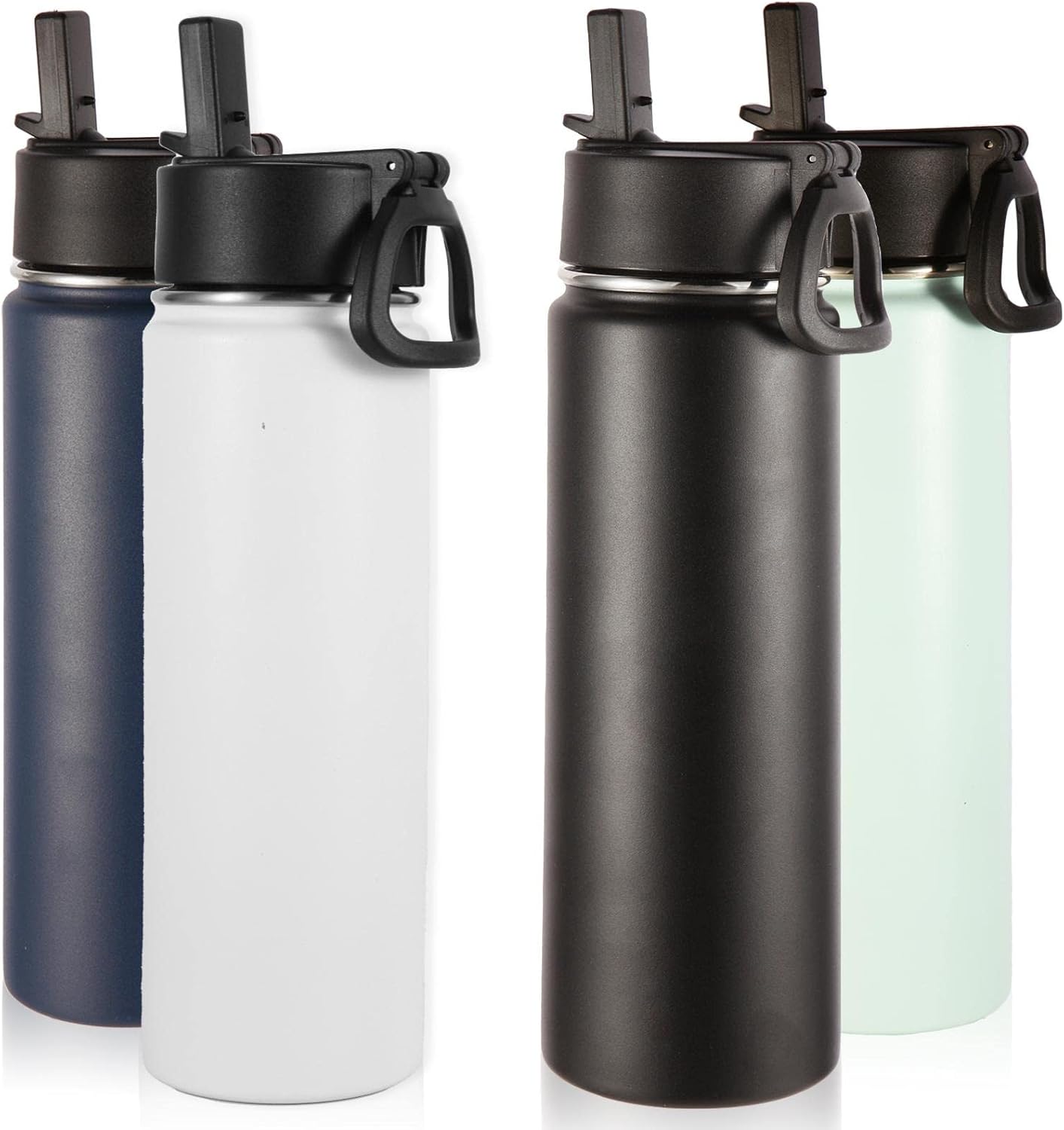Volhoply Insulated Water Bottles with Straw - 4 Pack Set