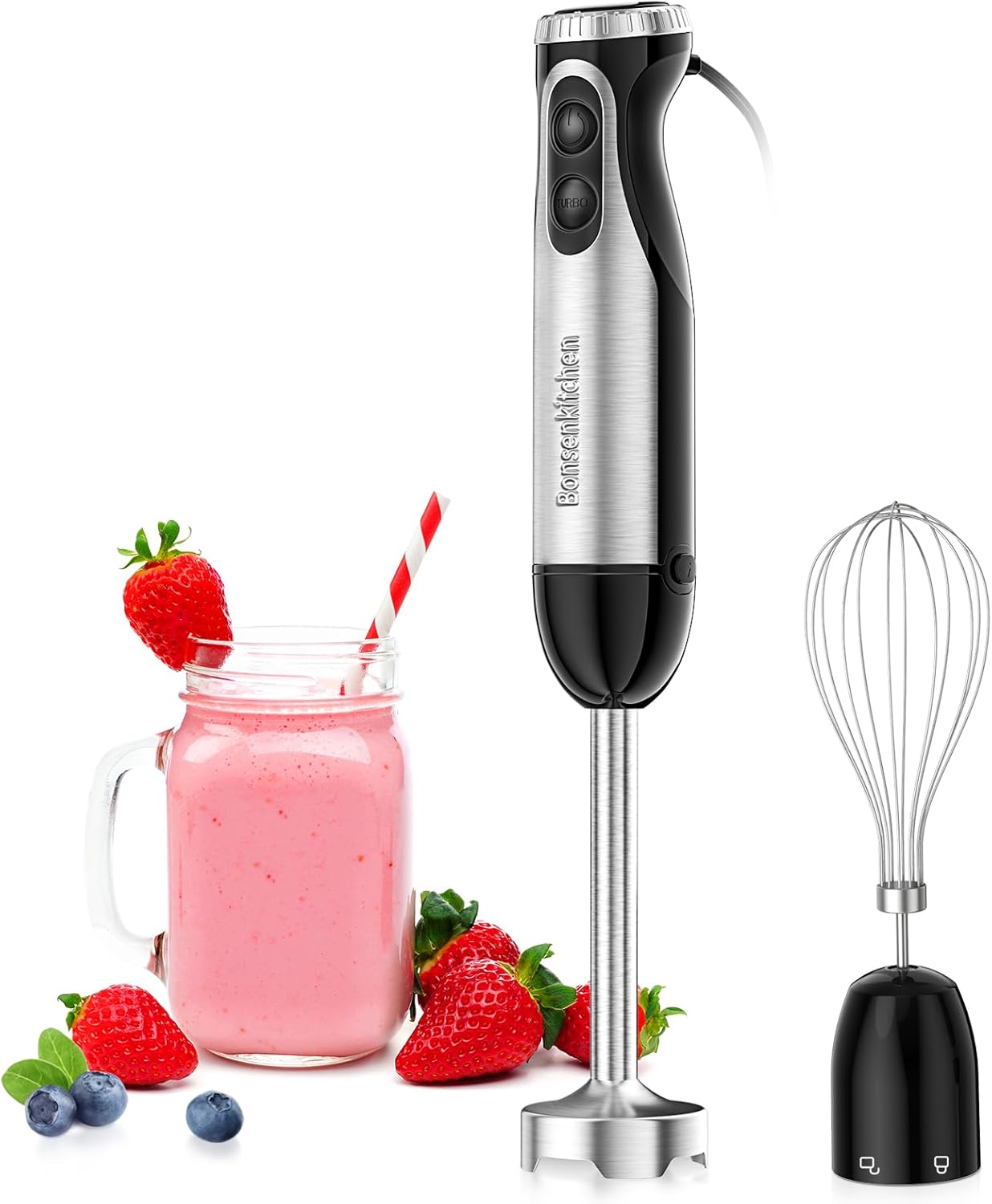 Bonsenkitchen 20-Speed Hand Blender: Effortlessly Blend Anything!