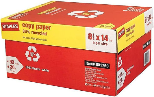 30% Recycled Copy Paper 8.5 x 14 Inches by Staples for Quality Prints