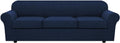 4 Piece Stretch Sofa Covers for 3 Cushion Couch - Navy Jacquard