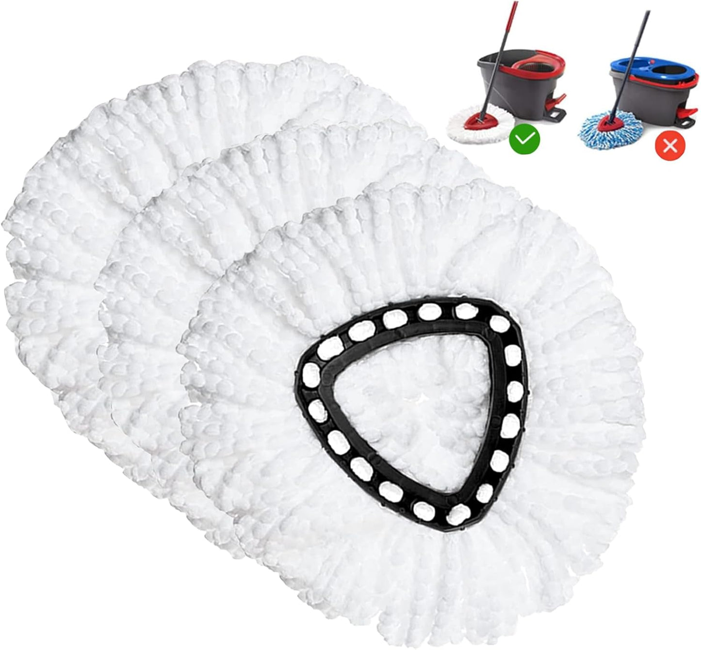 3 Pack Microfiber Spin Mop Refills, Deep Clean, Easy Replace