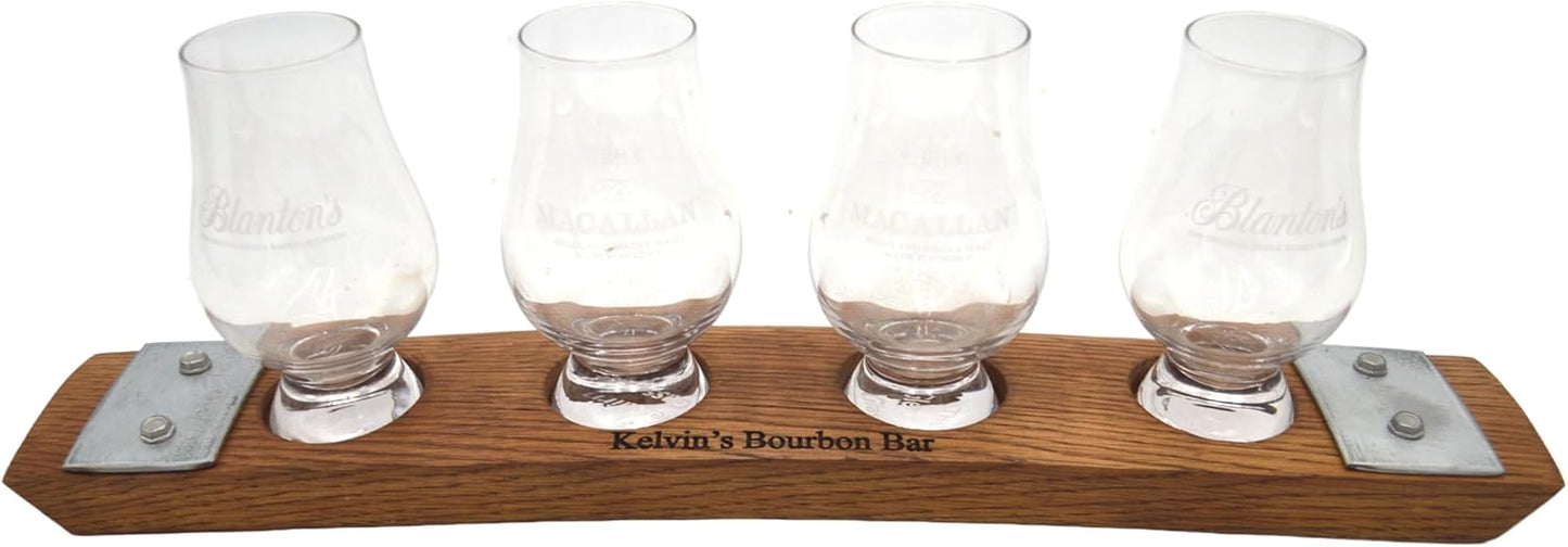 Personalized Laser Engraved Glencairn Glass Whiskey Flight Board